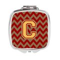 Carolines Treasures Letter C Chevron Garnet and Gold Compact Mirror CJ1048-CSCM